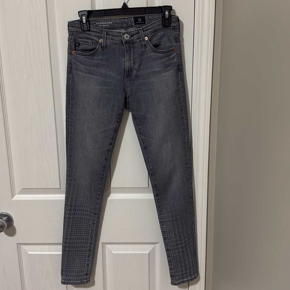 AG Adriano Goldschmied The Legging Ankle Super Skinny Grey Light Plaid Ombré